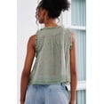 thumbnail image 4 of Women Summer Boho Tie Front Tops Lace Beach Button Down Tank Sleeveless Mesh Chiffon Crop Y2k 2025 Green M, 4 of 5