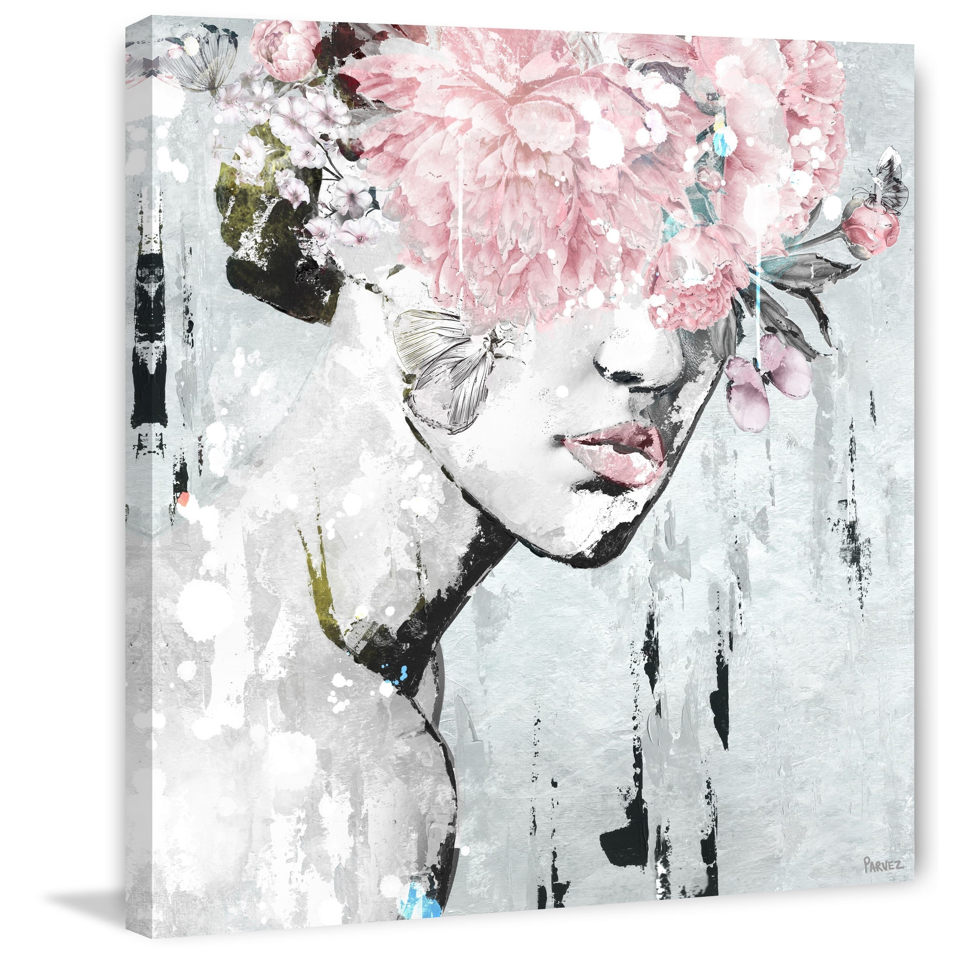 Parvez Taj Pink Flower Bloom Canvas Wall Art