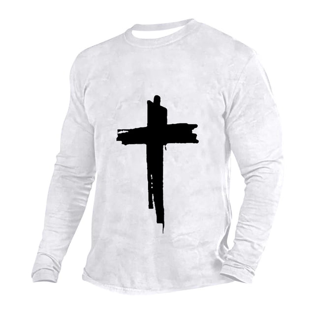 WRKEKC Chandail à Manches Longues pour Hommes Coupe Ajustée Col Ras du Cou Imprimé Croisé Haut à Manches Longues Col Ras du Cou pour Hommes Automne Hiver Tenue Quotidienne