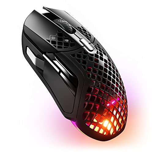 SteelSeries Gaming Mouse, Wireless, Aerox 5 Wireless, Ultra Lightweight, 9 Buttons, Fast Response, Splashproof, Dustproof, IP54 Standard, Rapid Charging, Long Time Use, TRUEMOVE AIR Sensor 62406 Black
