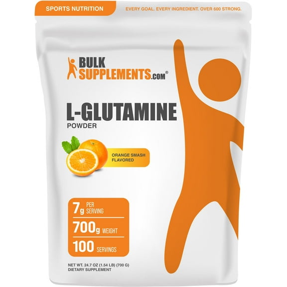 BulkSupplements L-Glutamine Powder - Glutamine Supplement, L Glutamine Powder - Orange Smash, 7g per Serving, 700g (1.5 lbs) (Pack of 1)