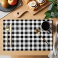 thumbnail image 2 of Buffalo Check Plaid Placemats Set of 6 Black White Plaid Farmhouse Place Mats Table Mats Kitchen Dining Home Outdoor Party Table Decoration, 2 of 9