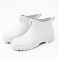 thumbnail image 4 of Women Fashion Low Ankle Slip on Rain Boots Waterproof Anti-Slip Deep Lug Sole Short Wellies Lightweight Footwear for Rainy Commute, Garden Yard Work White 10(44), 4 of 5