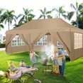 thumbnail image 3 of COBIZI 10x20 Pop up Canopy with 6 Removable Sidewalls,Outdoor Waterproof Canopy Tents for Partie Wedding,Instant Sun Protection Shelter with Upgrade Raised Roof and Carry Bag,Khaki, 3 of 15