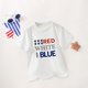 thumbnail image 4 of Gibobby blusas aesthetic Camisetas con estampado de texto en rojo, y azul para niños pequeños, camiseta con bandera americana, camisetas patrióticas de manga corta para niños(Blanco, 4-5 Años), 4 of 5