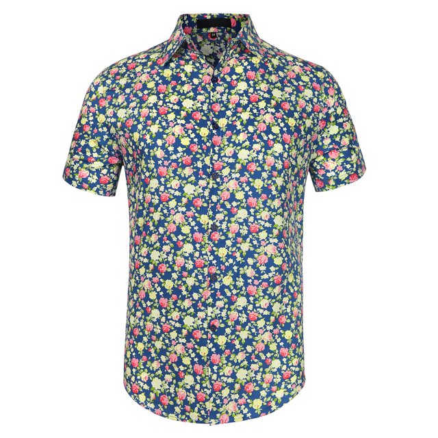 CamiHawaiaDe PlaEstampado Floral Con Botones ManCorCamiDe Verano PaHombres Azul 52