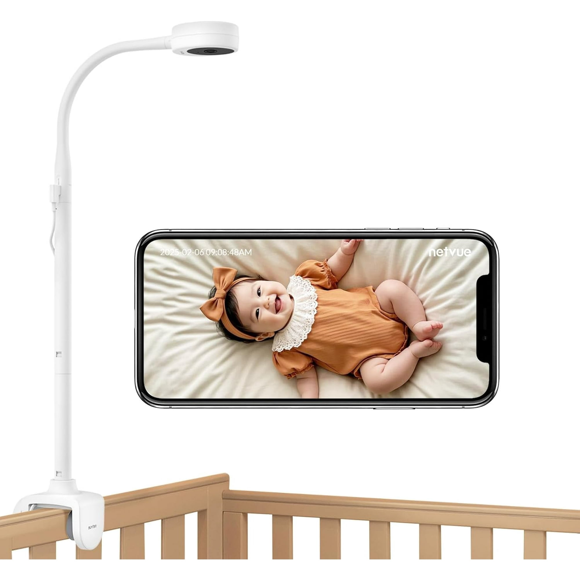 NETVUE Peekababy Baby Camera Monitor, Wireless Baby Monitor with Camera & Audio, 4-in-1 Crib Mount, Smart App, Sleep Analysis & Two-Way Talk