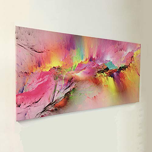 gold mi Pink Aurora Borealis Canvas Print Large Artwork for Living Room Colorful Northern Lights Wall Art Modern Home Decor Abstract Salon Picture Room D cor Frame 24x48inch