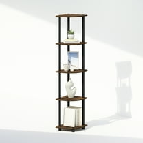 Furinno TURN-N-TUBE 5-Tier Corner Display Rack Shelving Unit Amber Oak