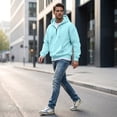 thumbnail image 5 of Qwertyu Big and Tall Hoodies for Men Crew Neck Long Sleeve Quarter Zip Up Sweatshirt Fall Winter Casual Loose Pullover Hoodies with Pockets Blue S, 5 of 5