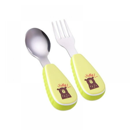 

Toddler Fork and Spoon Set Baby Silverware Stainless Steel Kid Utensils Child Flatware for Self Feeding BPA Free for 12 Months+