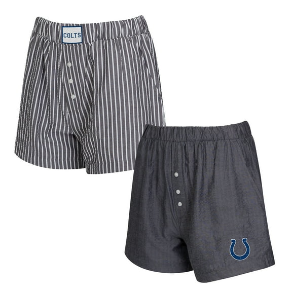 Women's Concepts Sport  Charcoal Indianapolis Colts Two-Pack Stripes and Solids Boxer Shorts Set