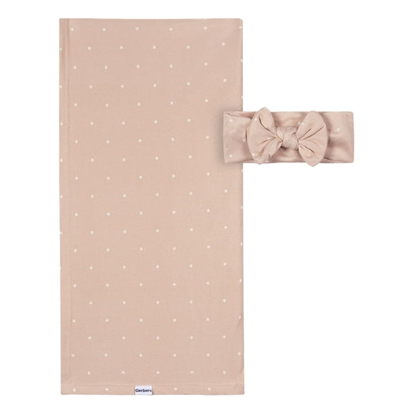 Gerber Baby Girl 2pc Swaddle & Cap Set, Onesize