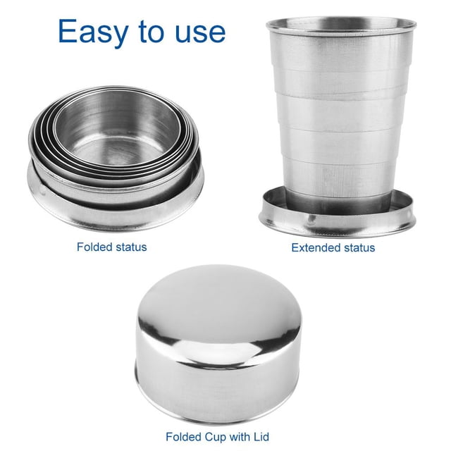 Taza Plegable Taza de Café de Viaje Tazas Telescópicas Portátiles de Acero Inoxidable con Llavero para Acampar Senderismo Viajeros al Aire Libre (3 plegables) Ecomeon no