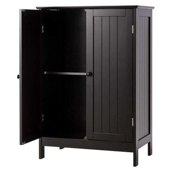 Bathroom Floor Cabinet, Wooden Storage Cabinet with Double Doors, Suitable for Bathroom, Living Room, Entryway, 23.5 x 14 x 34 inches (Brown)