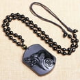 thumbnail image 2 of HOOUN Natural Black Obsidian Carving Wolf Head Amulet Pendant Necklace Obsidian Charms, 2 of 9