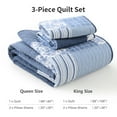 thumbnail image 6 of DDUOXIN Queen Size Quilts - 100% Cotton Queen Size Quilt Set, Floral Blue Plaid Quilt Bedspreads for Queen Bed, Lightweight Reversible Coverlet Bedding Set with 2 Pillow Shams for All-season, 3-Piece, 6 of 13