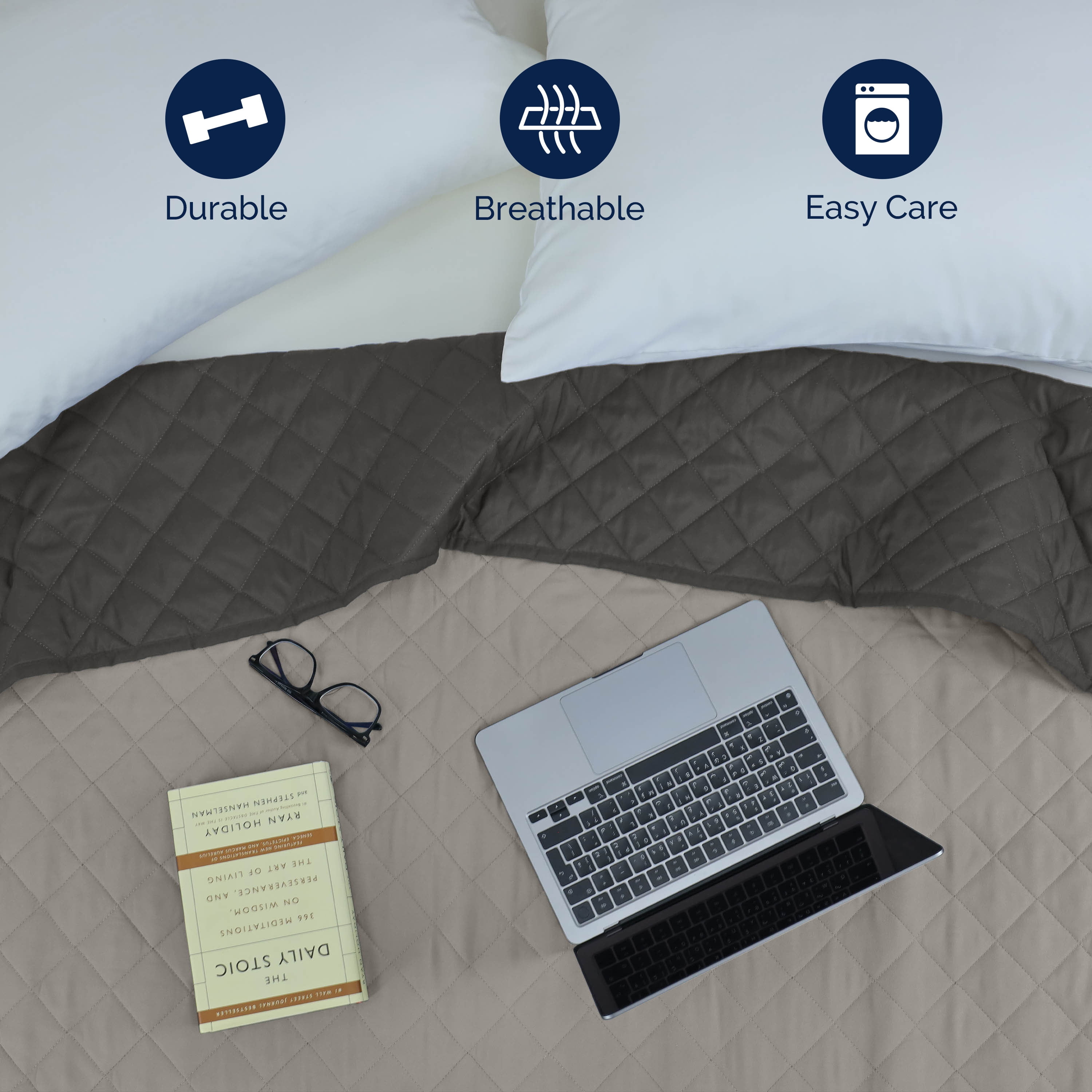 Martex Reversible Microfiber Twin Coverlet, Soft Breathable Bedding, Light Grey/Graphite