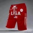 thumbnail image 2 of IWRICH USA Shorts for Men Flag Printed Elastic Waist Pants Drawstring Casual Loose Fit Shorts with Pocket Red L, 2 of 4
