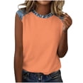 thumbnail image 5 of Uootdi Womens Tank Tops Denim Patchwork Print Crew Neck Sleeveless Curved Hem Loose Fit Breathable Tops Casual Cami Tees Daily Street Style Wear Gift, 5 of 9