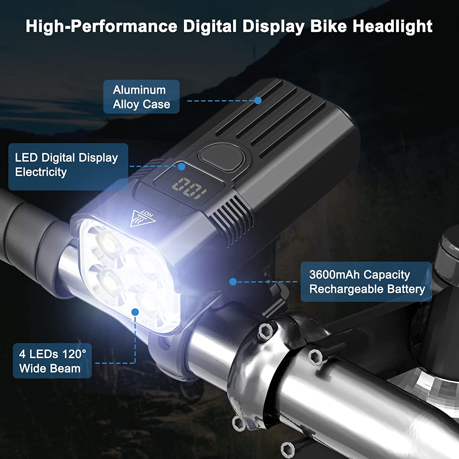 Sentryse USB Rechargeable Bike Light Set, 2000LM photo 8