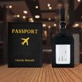 thumbnail image 1 of Funda para pasaporte PU Unisex para viajes (juego de etiquetas de equipaje con soporte para pasaporte negro) Sywqhk Para Estrenar, 1 of 4