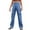 Blue, variant on Women's Pants Casual Petite High Waisted Cargo Wide Leg Denim Multi Pocket Cargo Jeans Trousers