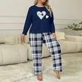 thumbnail image 4 of Mifsaly Plus Size Pajamas for Women Set Oversized Lounge 2 Piece Crewneck Long Sleeve Comfy Nightwear Cute Hearts Print Sleepwear Plaid Loose High Waist Pants Xl-5Xl Casual Homewear, 4 of 4
