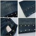 thumbnail image 4 of Ruyang Girls Flare Denim Pants with Pearl Elastic High Waist Baggy Elastic Wide Leg Jeans Cute Fashion Denim Trousers, 4 of 9