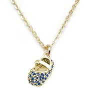 Julieta Jewelry 14kt Gold over Sterling Silver Baby Shoe in Blue Charm Pendant, 16" Chain