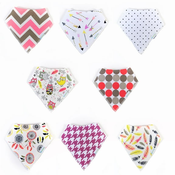 Baby Bandana Drool Bibs Pack of 8-Pink Dreams