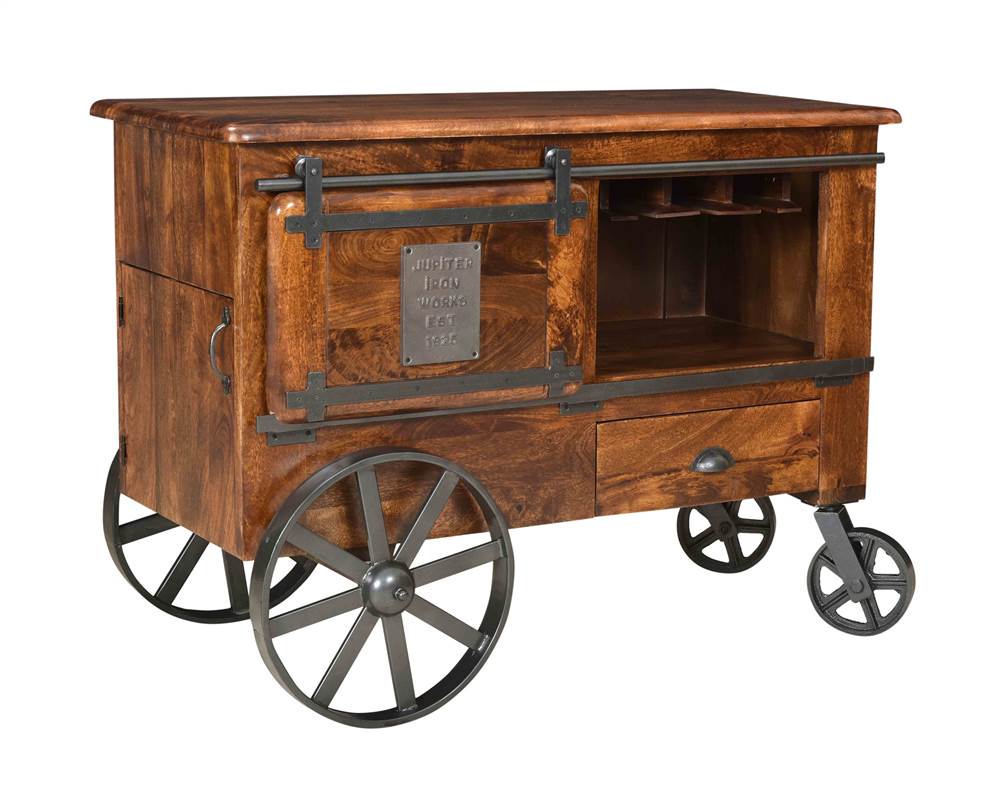 35 in. Wine Cart in Rustic Brown