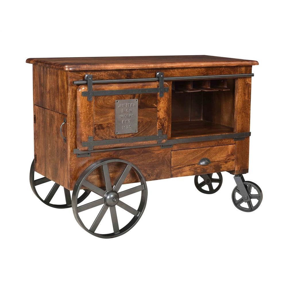 35 in. Wine Cart in Rustic Brown
