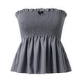 thumbnail image 5 of Lixiuxyad Women's Tanks Top Spring Summer Strapless Tube Tops With Ruffled Design For Everyday Casual Wear â Versatile Blouse For Pants And Skirts(Gray L), 5 of 6