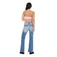 thumbnail image 5 of Forever 21 Women's Blue Y2K Bootcut Jeans, Rhinestone Back Pocket Detail for Everyday Casual Wear, Size 8, 5 of 6