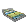 thumbnail image 2 of Ambesonne Beach Fitted Sheet & Pillow Sham Set, Trees in Tropical Land, Full, Multicolor, 2 of 2