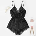 thumbnail image 2 of Odeerbi Sexy Lingerie Bodysuit for Women Lace Solid Sedin Seductive Sling Jumpsuit Suit Black, 2 of 5