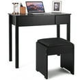 thumbnail image 6 of Patiojoy 2 Drawers Make-up Mirror Set Vanity Dressing Table Flip-type Desktop with Stool Black, 6 of 9