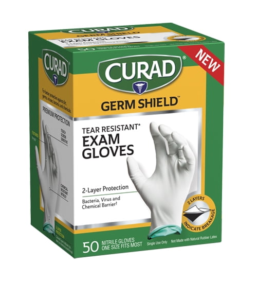Curad Germ Shield 2-Layer Nitrile Exam Gloves One size Fits most