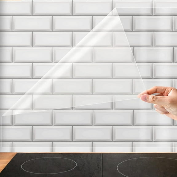 Oil Proof Kitchen Wall Sticker Wallpaper,Bexikou Kitchen Backsplash Wall Protector,Transparent Self-Adhesive Sticker,Clear Waterproof Oilproof Paper for Kitchen Cupboard Household(23.6X78.7 inches)