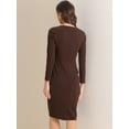 thumbnail image 4 of DARING DIVA Bodycon Round Neck 3/4 Sleeve Peplum Wear Sheath Dress XS Dark Brown, 4 of 6
