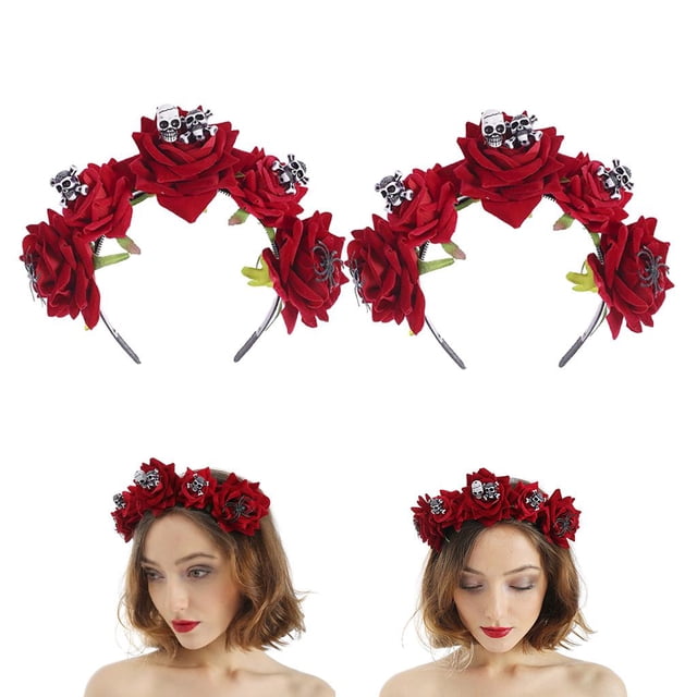 2x Diadema de de Las Mujeres Diadema de Disfraces de Halloween Mexicano Salvador diademas de flores de halloween