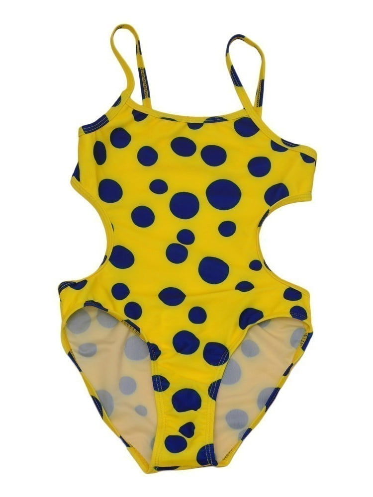yellow polka dot one piece swimsuit