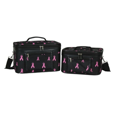 - World Traveler Pink Ribbon 2-Piece Train Cosmetic Case Set