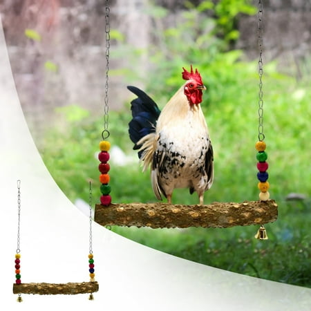 Chicken Bird Swing Coop Accessories Parrot Hens Playground Toy Outdoor Activity Brown 45 cm
