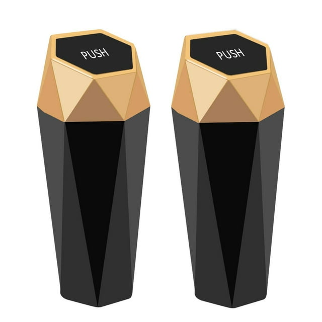 Mini cubo de basura para coche con tapa, nuevo diseño de diamante para cubo de basura, hogar, oficina, cocina, dormitorio, 2 piezas (tamaño: 7,8 x 3 x 3 pulgadas) dorado BANYUO Hogar