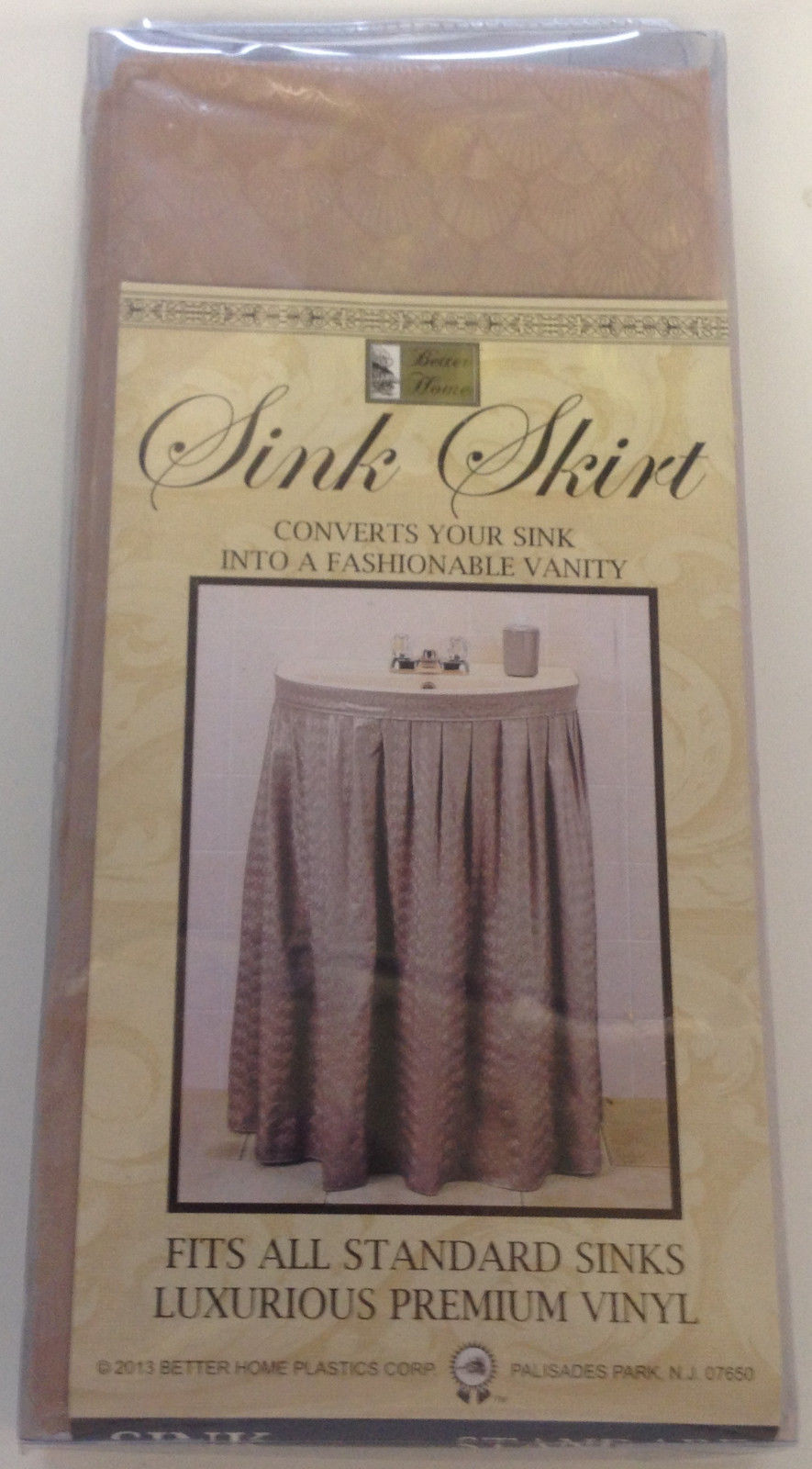 Vinyl Sink Skirt, Embossed Seashell Design, Self Stick, Taupe - image 1 of 1