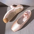 thumbnail image 2 of Zapatos de baile de ballet de satén, suela de cuero dividida, zapatillas de ballet rosa, zapatos planos con cinta, zapatos de gimnasia para niñas 42 Baoblaze Zapato de baile, 2 of 8