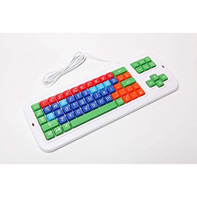 Clevy Bundle Adults/Children: Mouse + Large Print Mechanical Keyboard Spill Proof (Lower Case Color Coded) Matching Mouse Optical Ergonomic USB Easy Slide Design - Compatible with Win & Mac OS