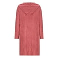 thumbnail image 5 of Women Hooded Open Front Cardigan Cable Knit Sweaters Solid Color Chunky Long Sweater Outerwear Coats with Pocket (5XL, Pink), 5 of 6